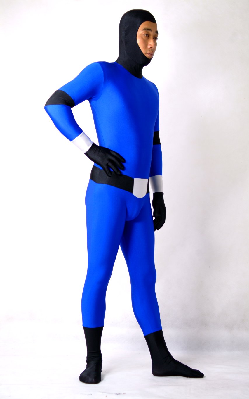 Blue Open Face Lycra Full Body Suit Zentai